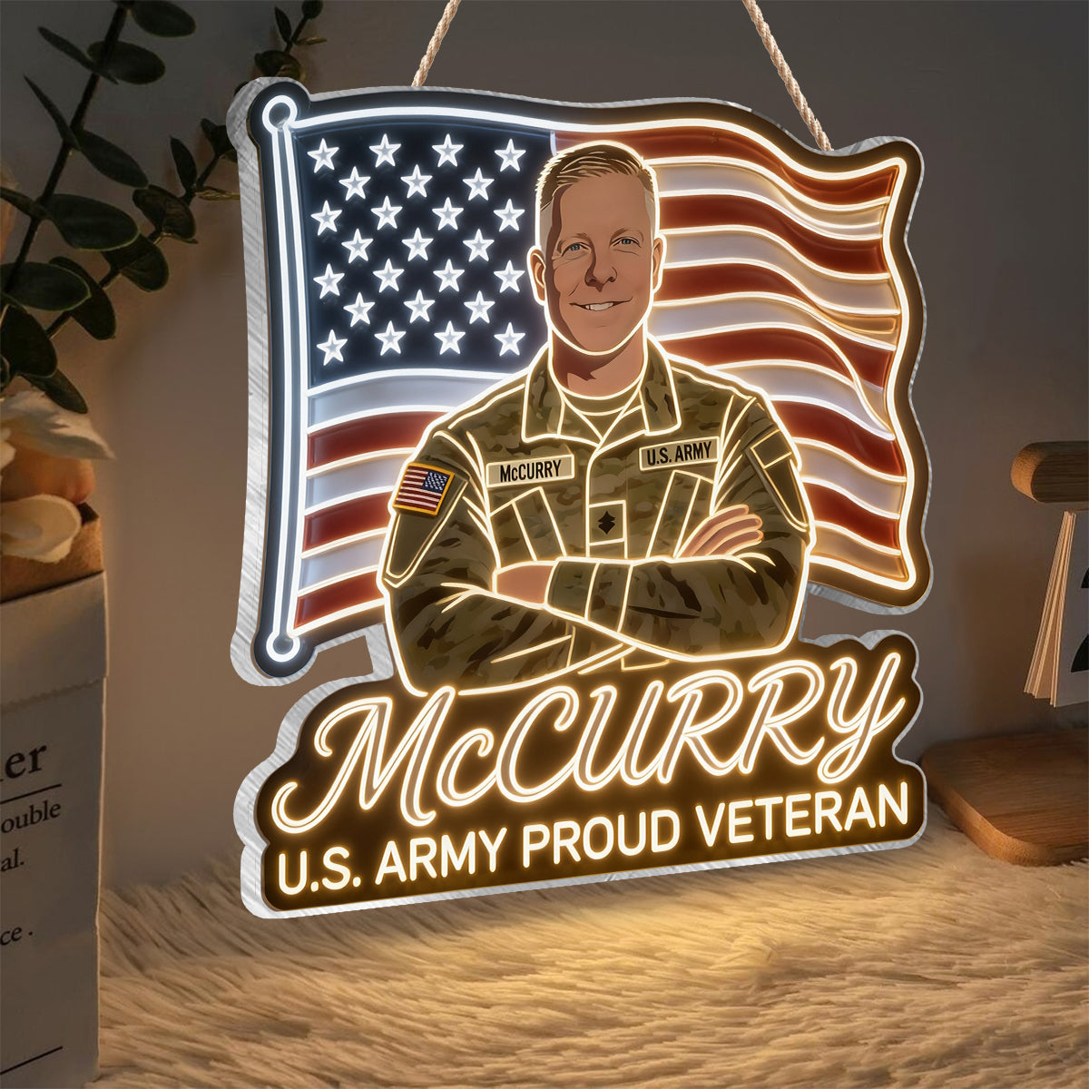 America Veteran - Personalized Veteran LED Light Acrylic Sign