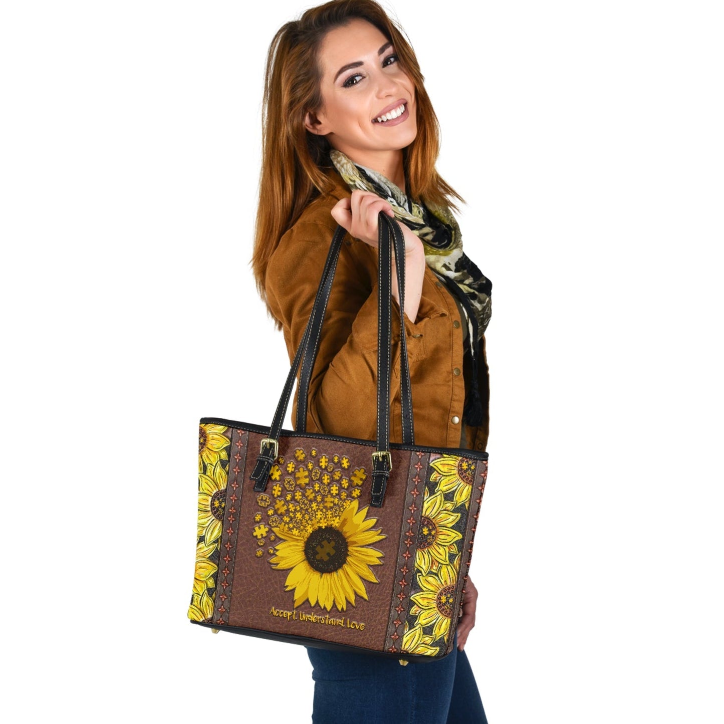 Accept Understand Love Autism Awareness Leather Bag 0622