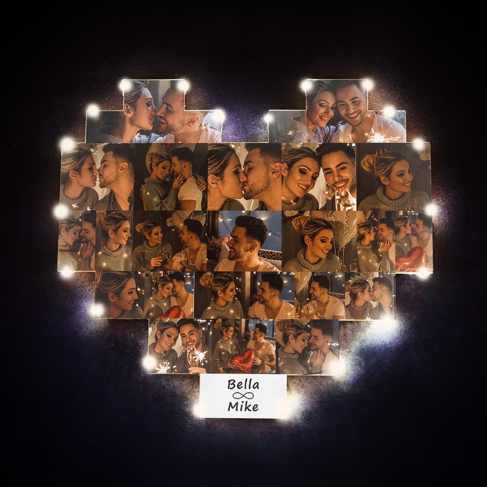 Custom Heart Photo Lamp - Personalized Couple Lamp