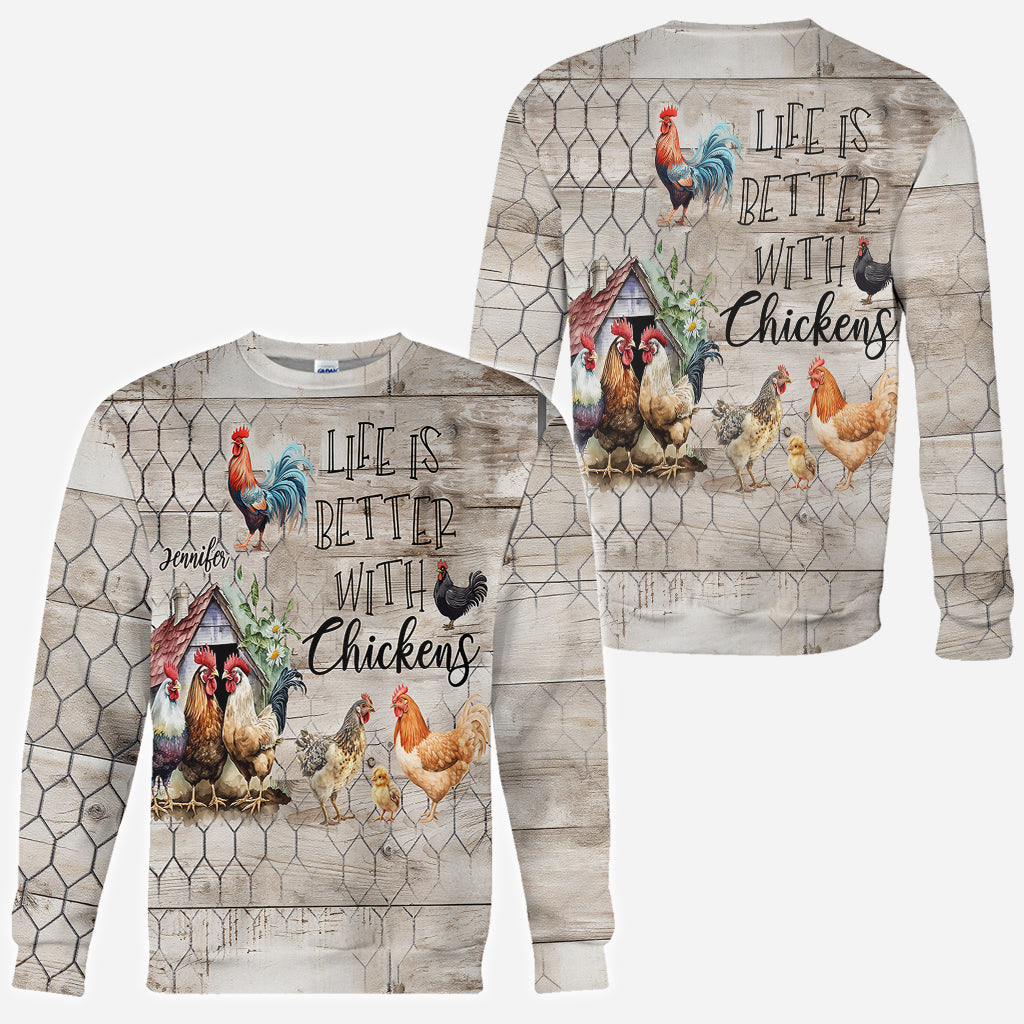 Life Is Better With Chickens - Personalized Chicken All Over Shirt