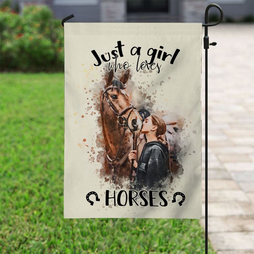 Just A Girl Who Loves Horses - Personalized Horse Garden Flag