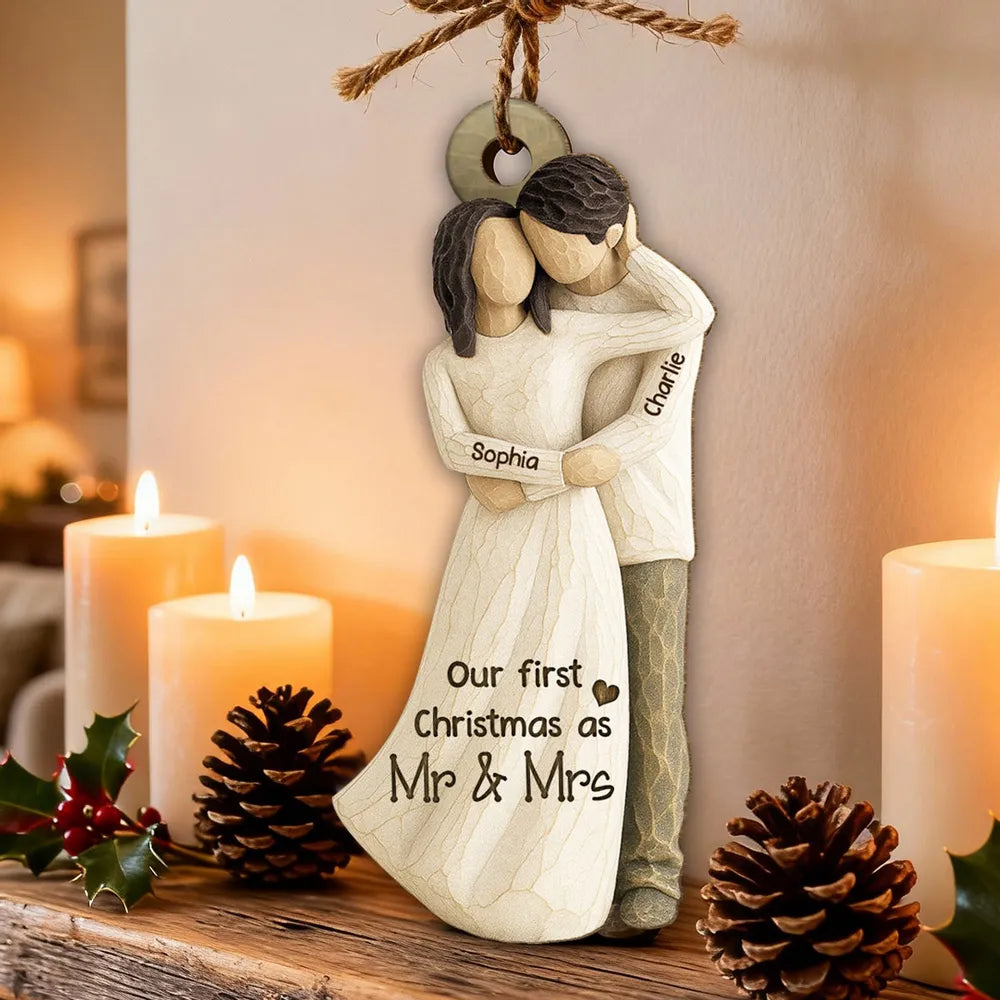 Wooden Ornament Personalized Couple Keepsake With Cozy Neutral Style - Sweet Holiday Gift That Says 'You & Me We got this'