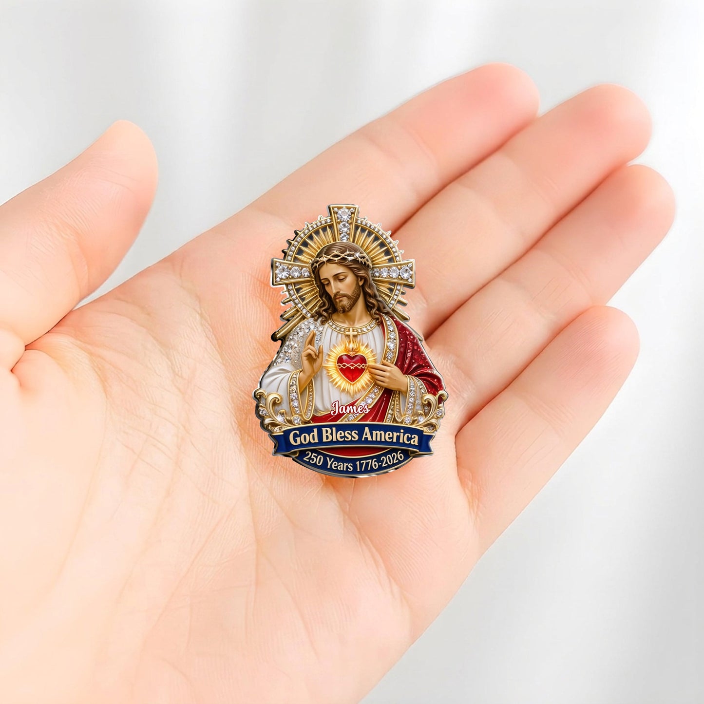 God Bless America - Personalized Christian 3D Embossed Enamel Pin