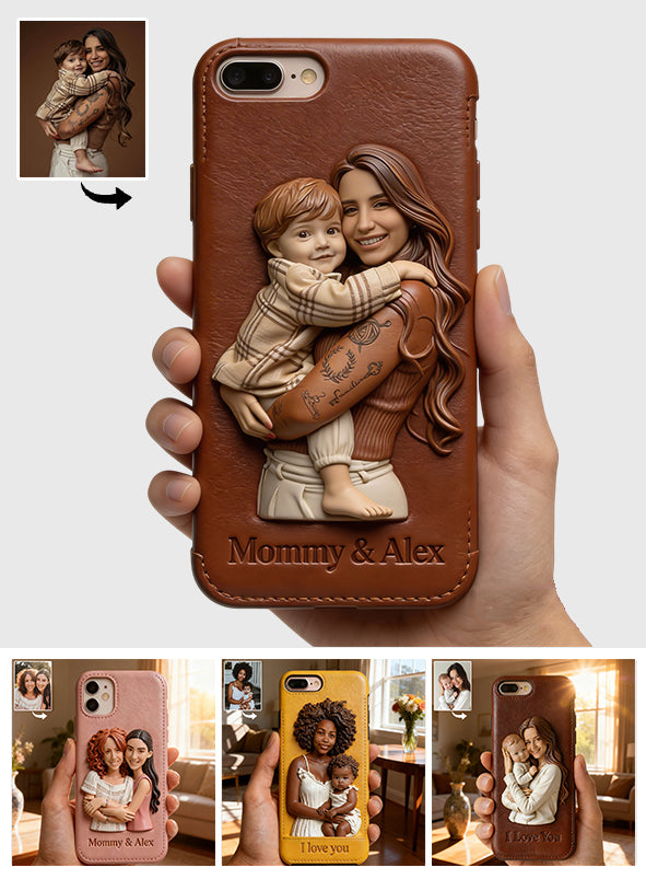 Custom Any Photo Gift For Mom, Grandma - Personalized Mother Leather Phone Case