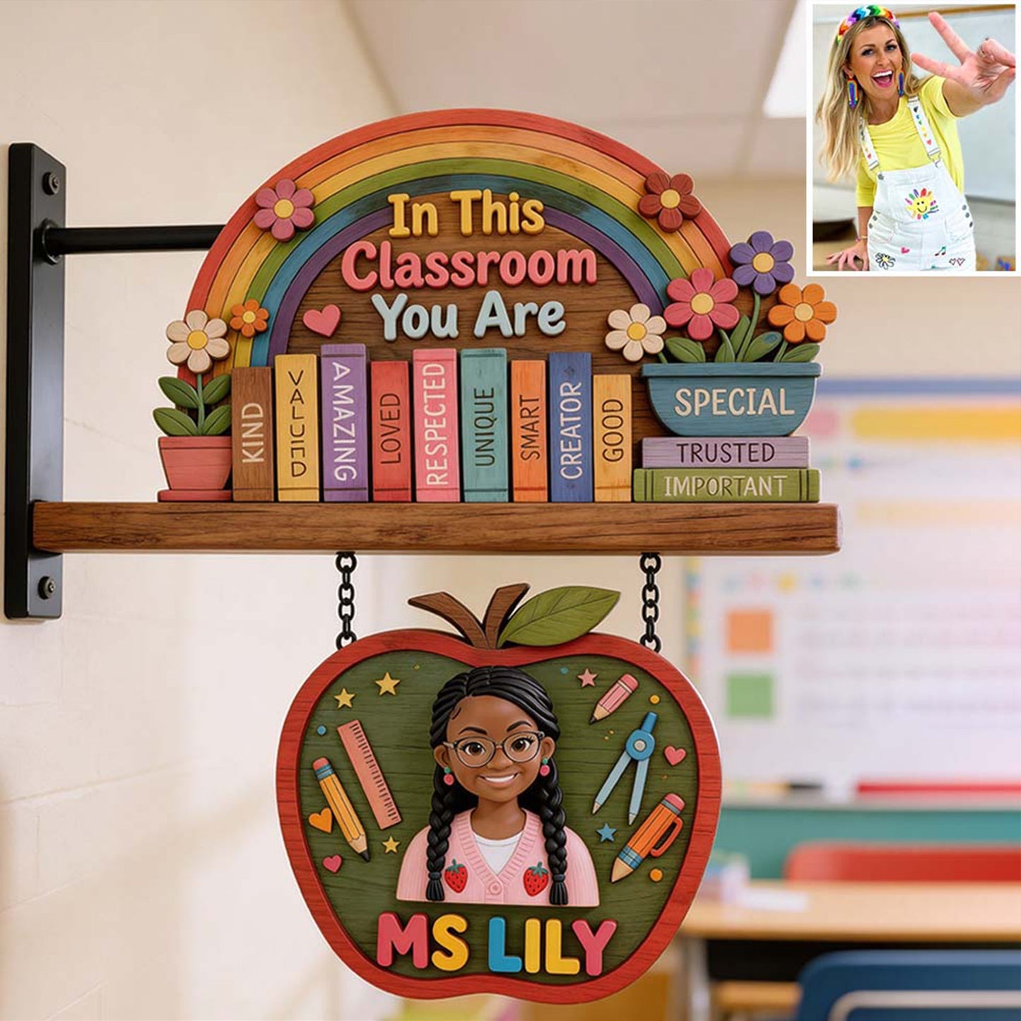 In This Classroom, You Are - Personalized Teacher Wooden Wall Mount Sign