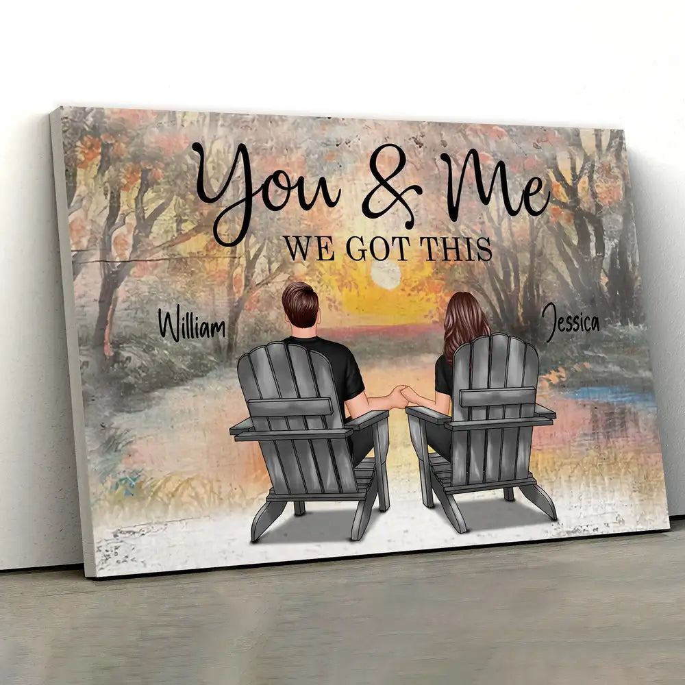 You & Me – We Got This Personalized Poster, Romantic Beach Gift for Couples, Hand-in-Hand, Love on the Shore