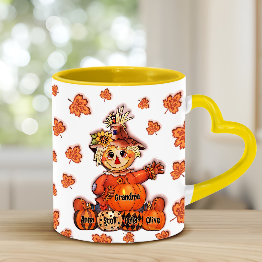 Grandma Fall - Personalized Grandma Heart Handle Mug