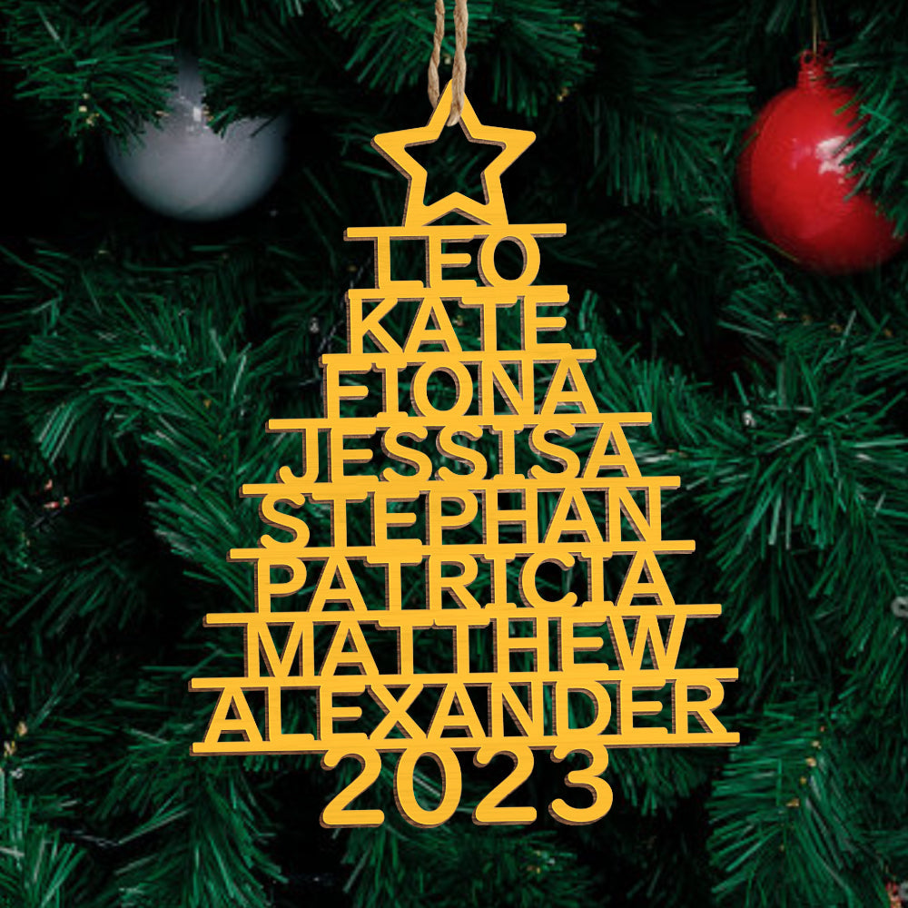 Any Name Christmas Tree - Personalized Family Any Name Christmas Tree Ornament