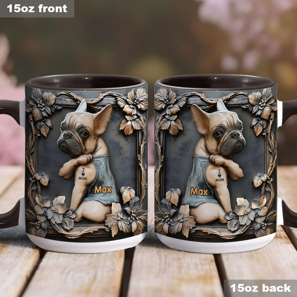 I love Mom - Personalized Dog Accent Mug