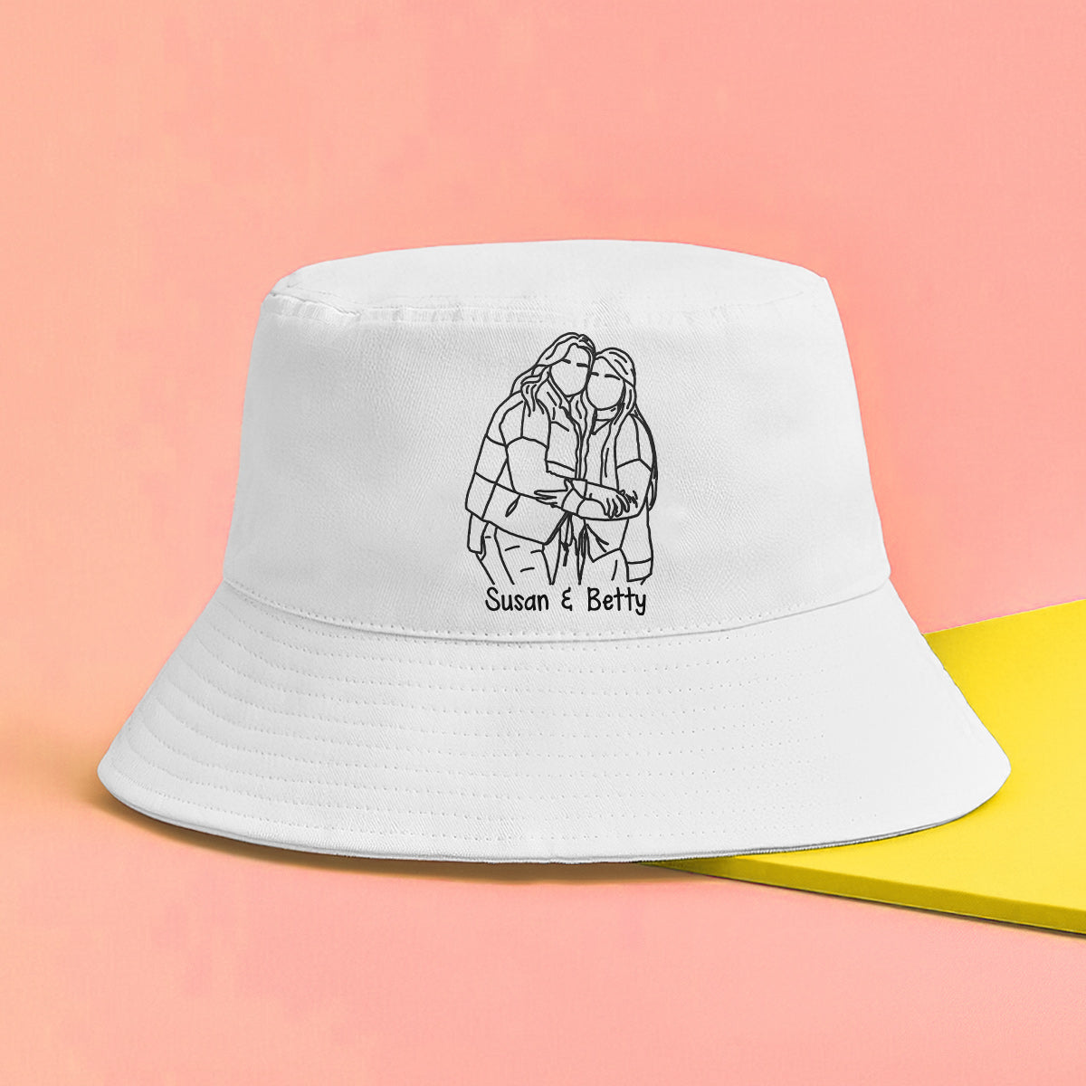 Custom Photo - Personalized Sibling Embroidered Bucket Hat