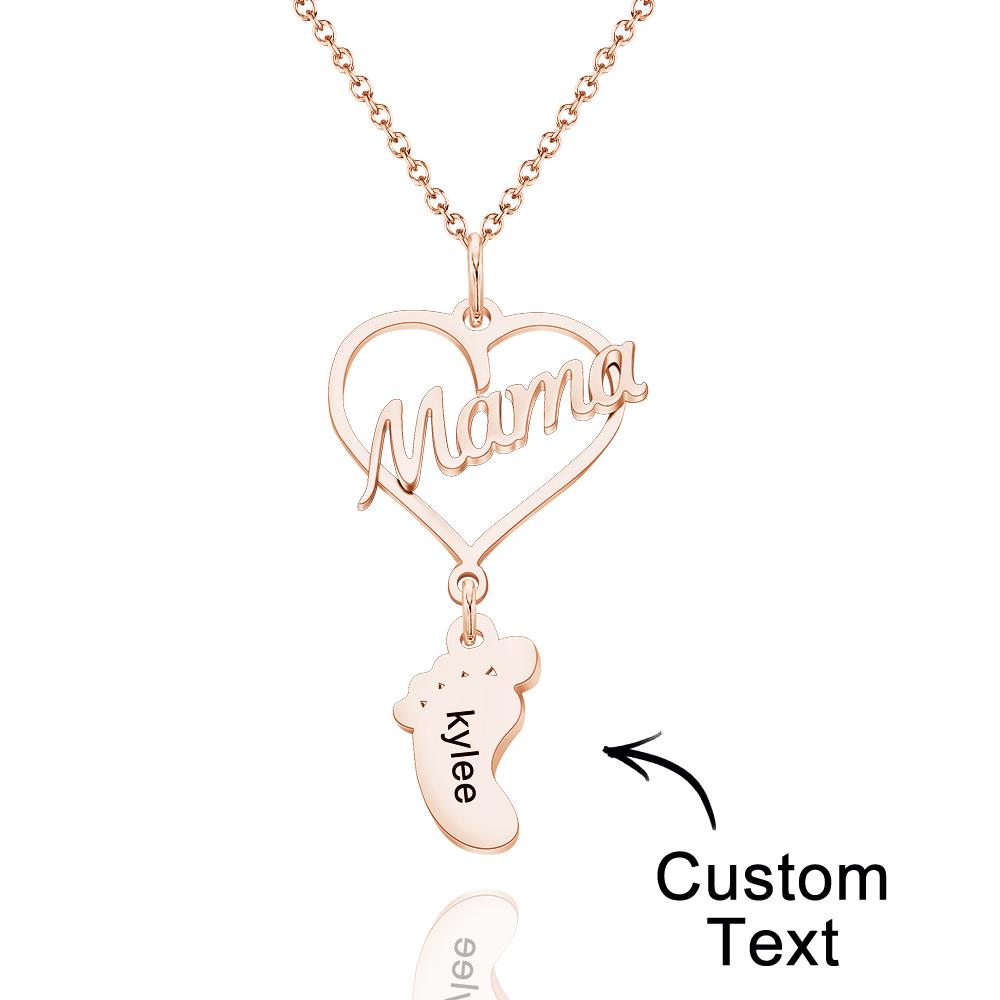 Heart Baby Feet Charm - Personalized Newborn Necklace