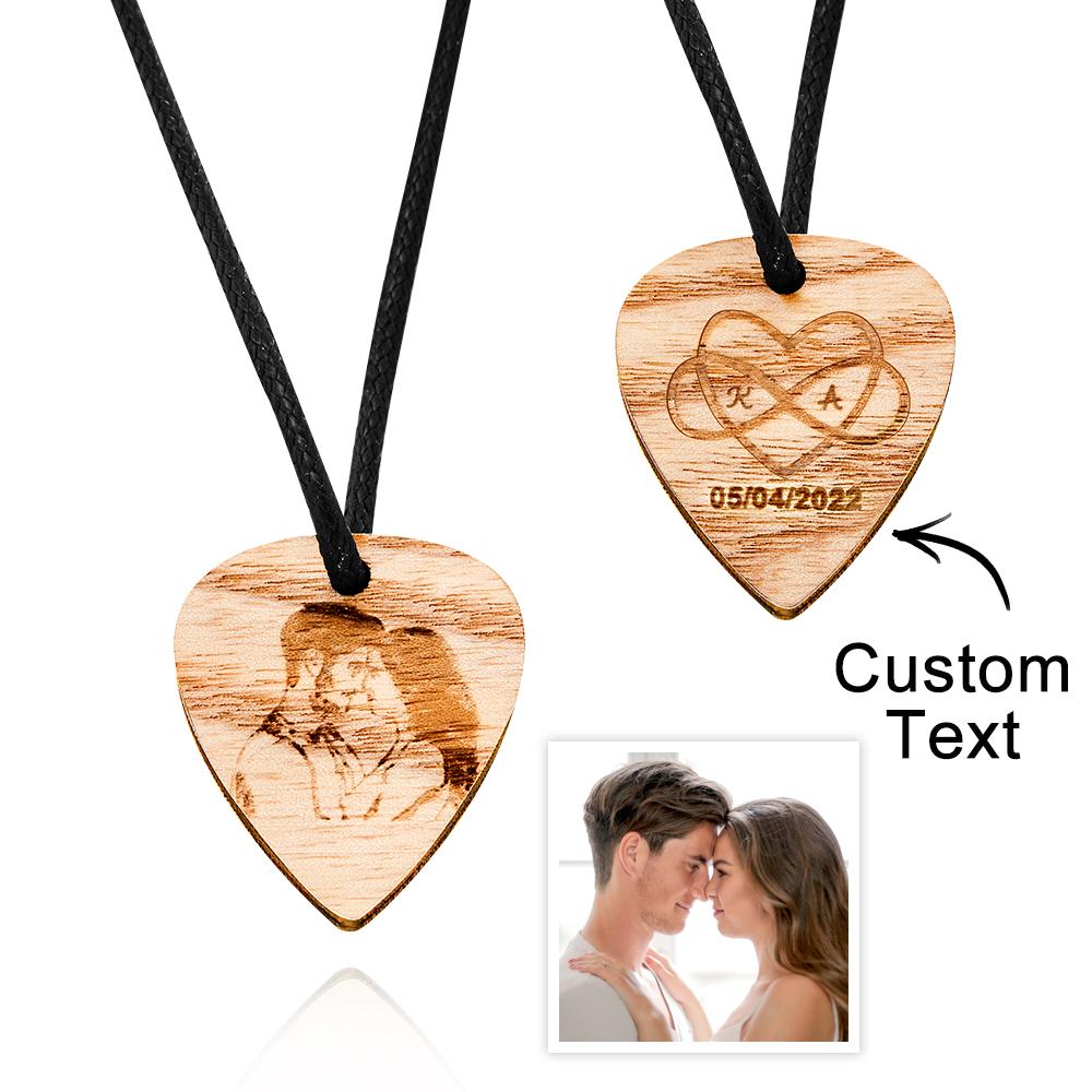 Forever And Always - Personalized Couple Photo Wooden Necklace