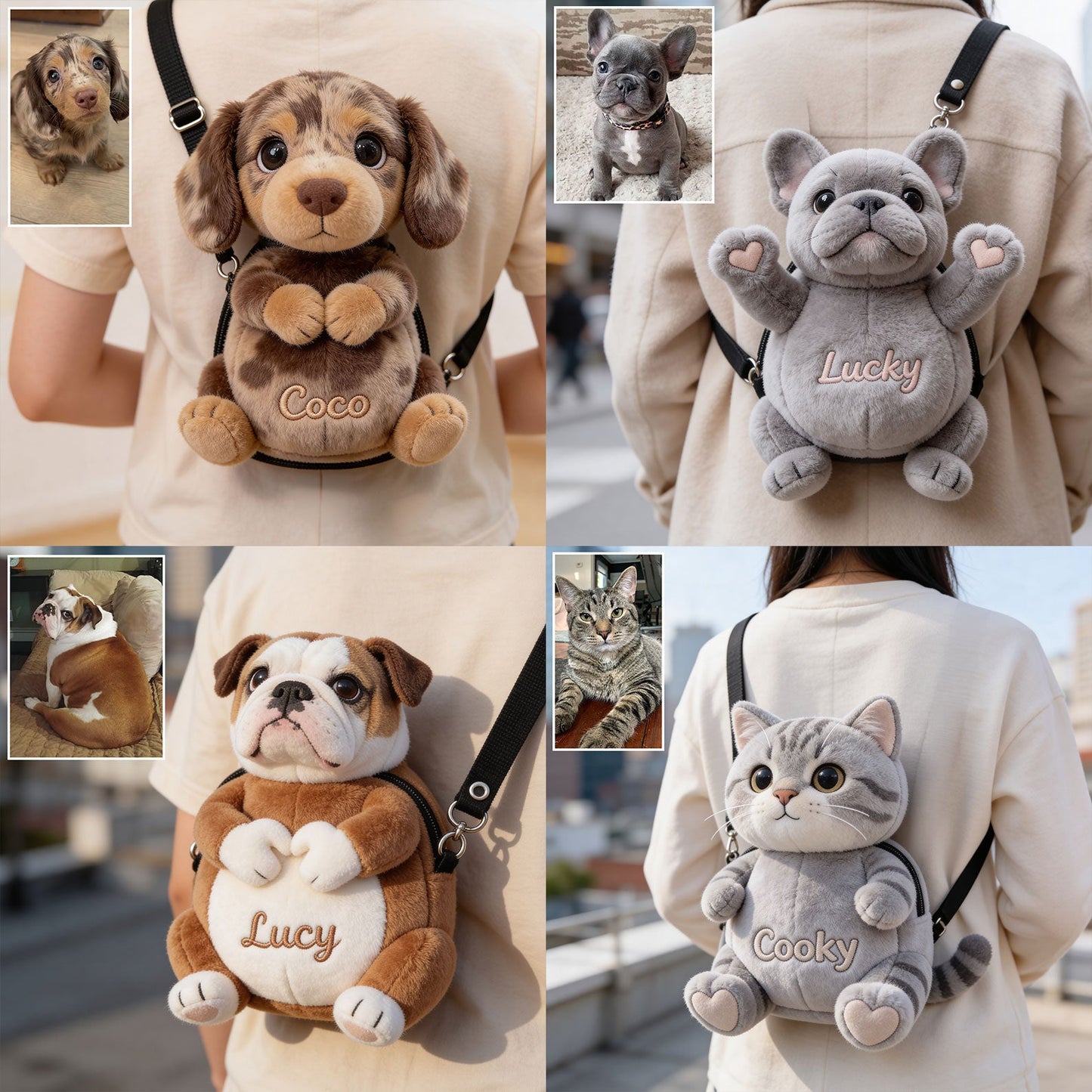 Custom Any Pet Photo - Personalized Dog Plush Crossbag