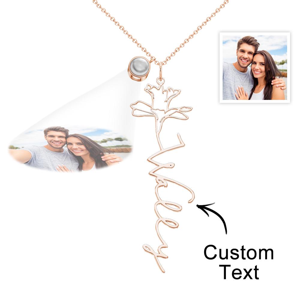 Birth Flower Photo Projection Charm - gift for anyone, who lost a loved one - Personalized Birth Flower Photo Projection Charm