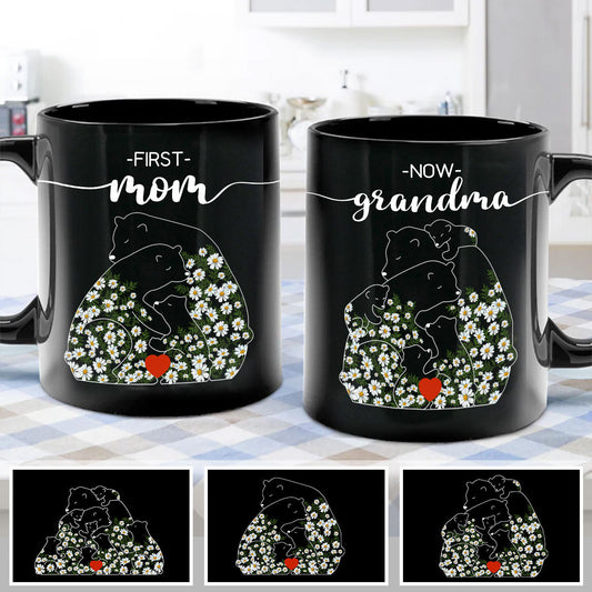 First Mom Now Grandma Bear Daisy - Personalized Grandma Mug