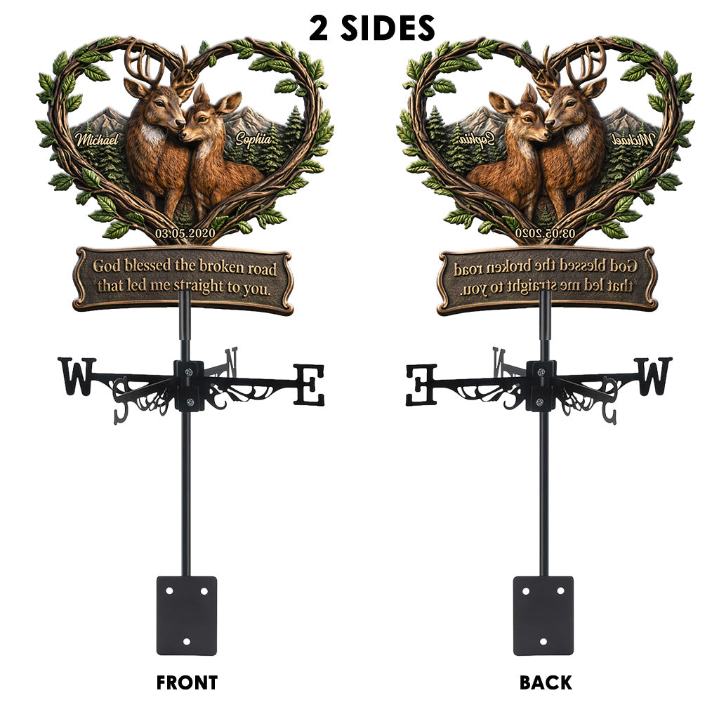 God Blessed The Broken Road - Personalized Couple Weather Vane