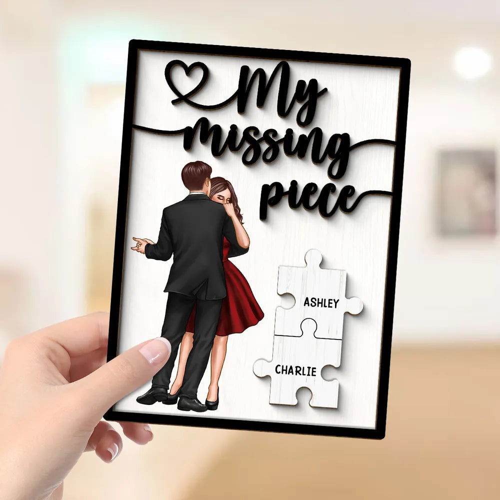 Personalized "My Missing Piece" 2 Layered Wooden Plaque – A Heartfelt Gift for Couples, A Symbol of Love and Completion, Anniversary Gift, Valentine's Day Gift For Couple