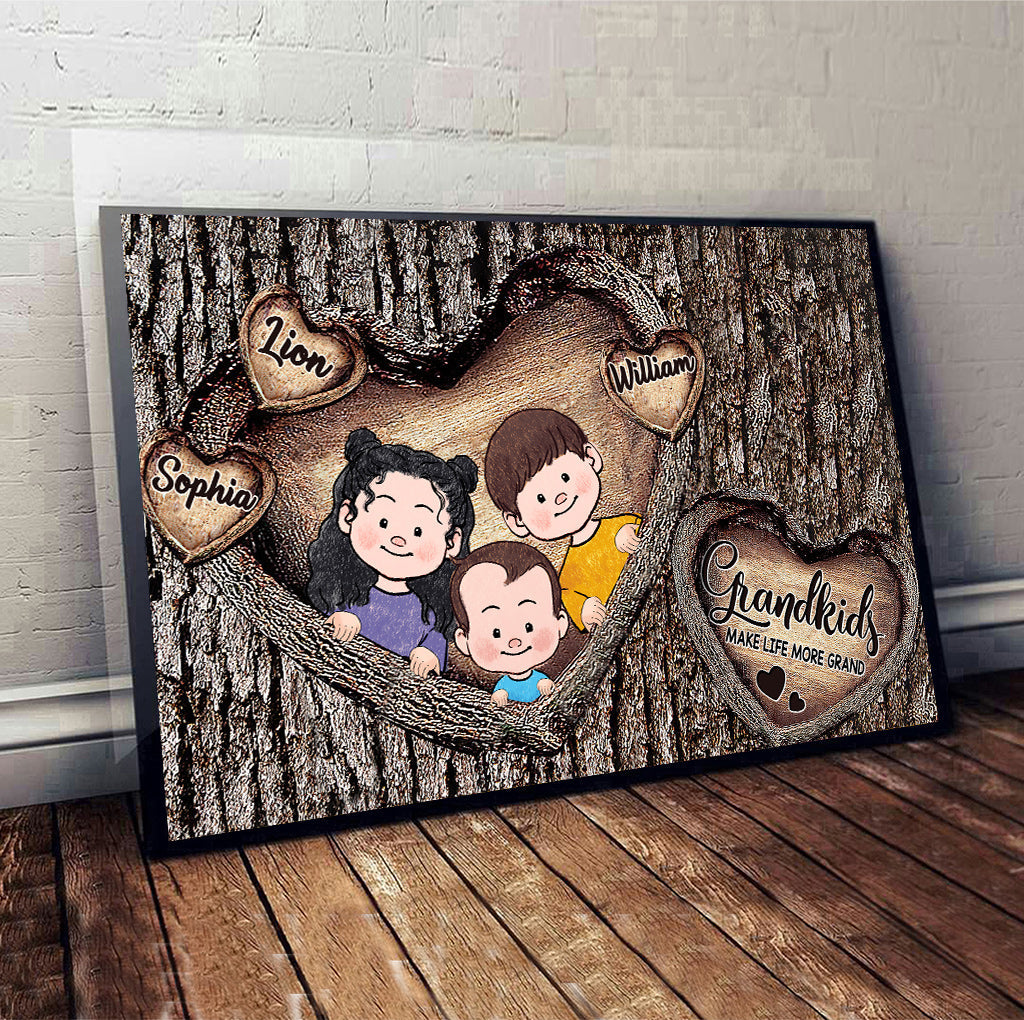 Grandkids Make Life More Grand - Personalized Grandma Canvas and Poster
