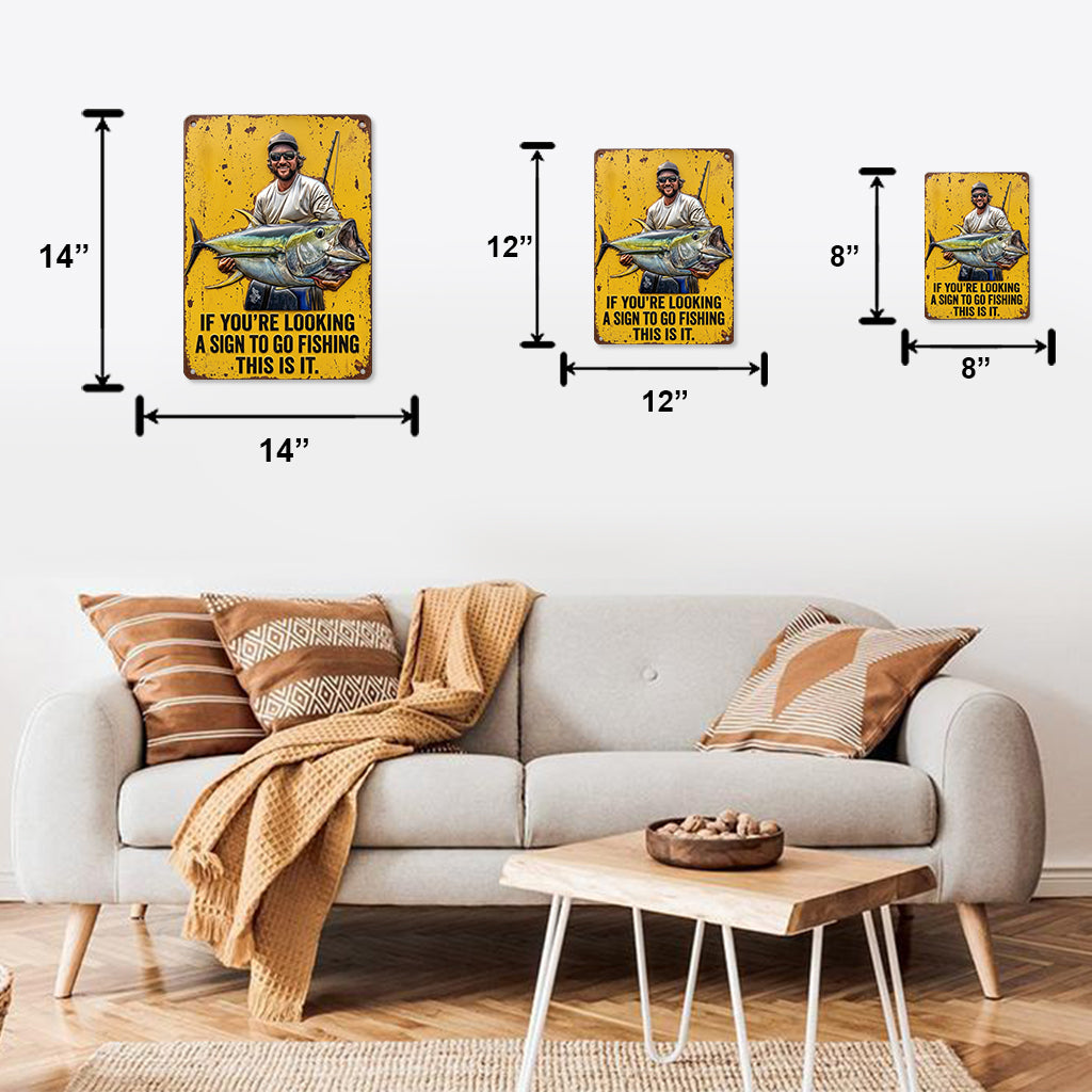 If You're Looking For A Sign - Personalized Fishing Cut Metal Sign