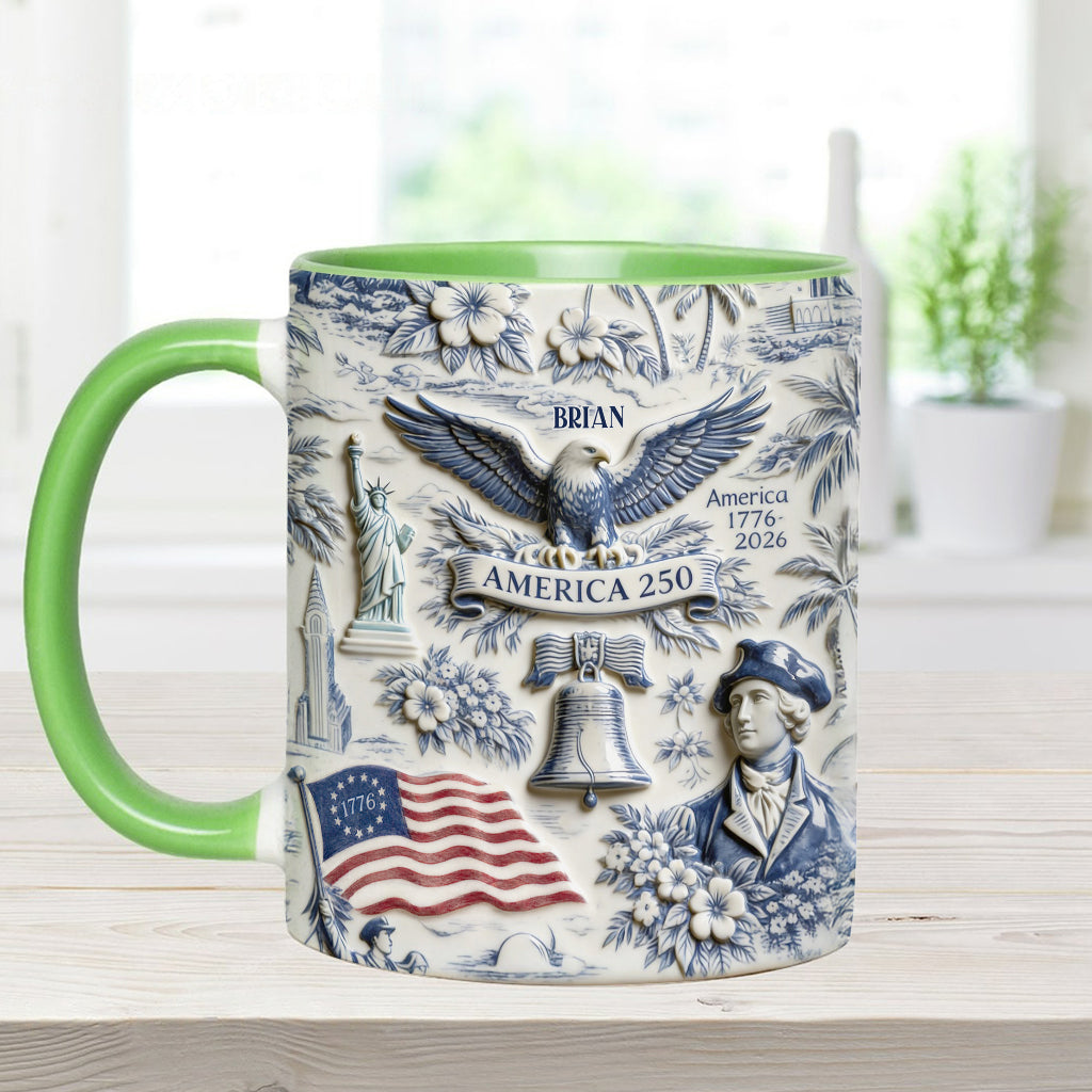 250 Years of America 1776–2026 Vintage Patriotic - Personalized Independence Day/ 4th of July Accent Mug & Coaster