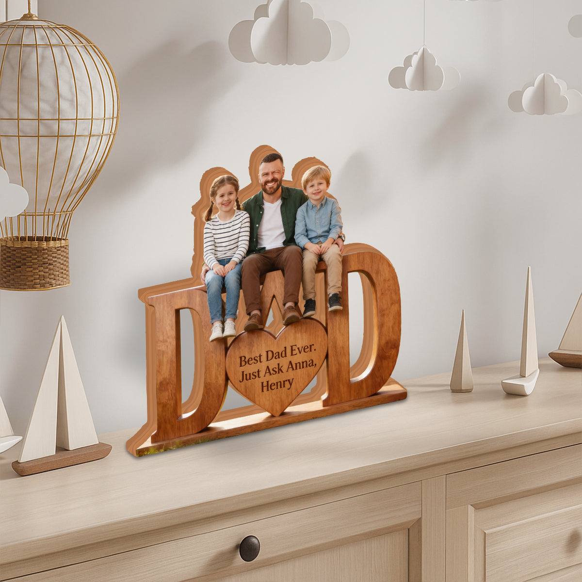 Best Dad Ever - Personalized Father Custom Shaped Wood Plaque