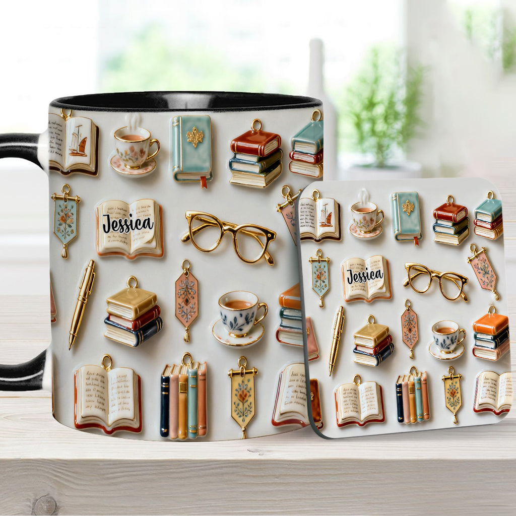 Just A Girl Who Loves Books - Personalized Book Accent Mug & Coaster