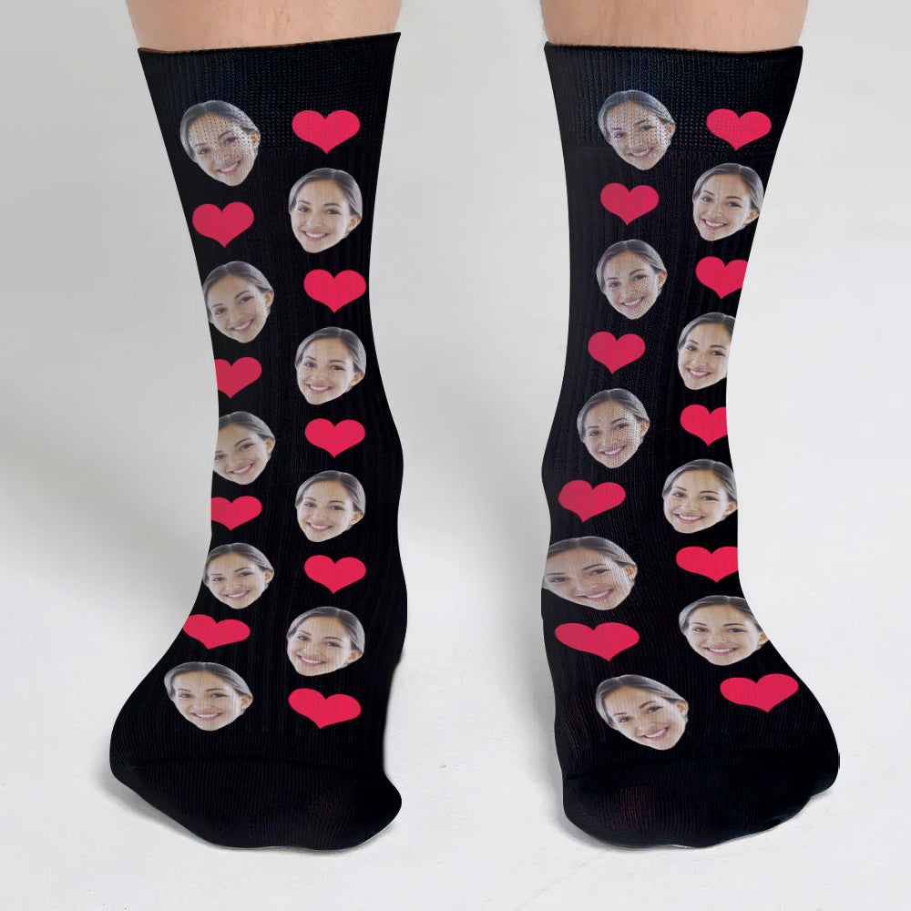 Custom Face Heart Pattern - Personalized Step Mom Socks