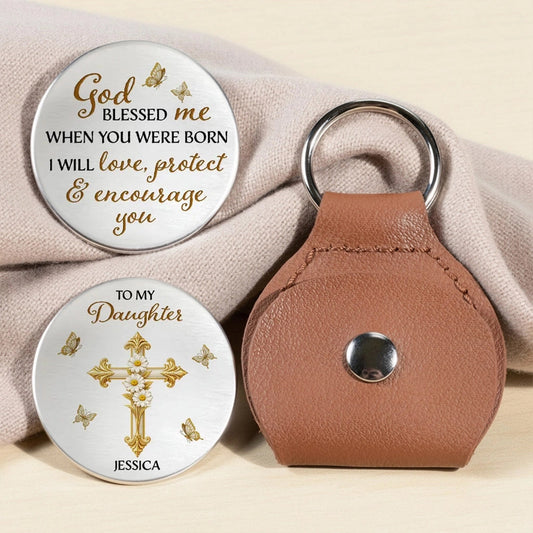 Personalized Pocket Hug with Faith Message and Cross Design, Unique Gift for Daughter, A Daily Reminder of Love and Protection