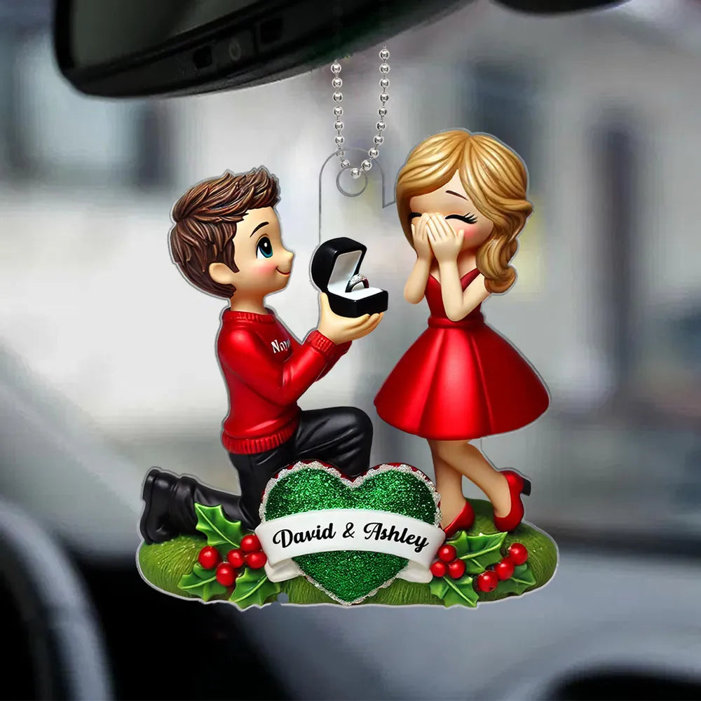 Engagement Proposal Ornament – Personalized Acrylic Ornament,  Custom Couple Keepsake