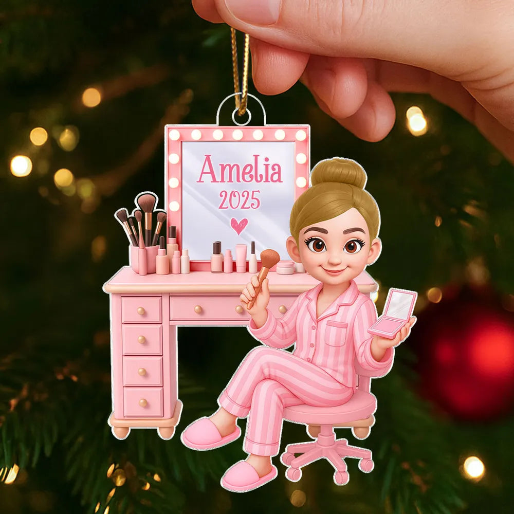 Beauty Lover Acrylic Ornament – Cute Pink Vanity Theme, Perfect Gift for Makeup Enthusiasts