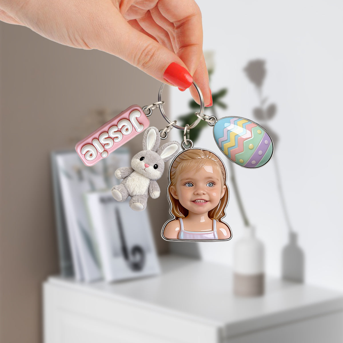 Easter Gift - Personalized Kid Keychain With Charms