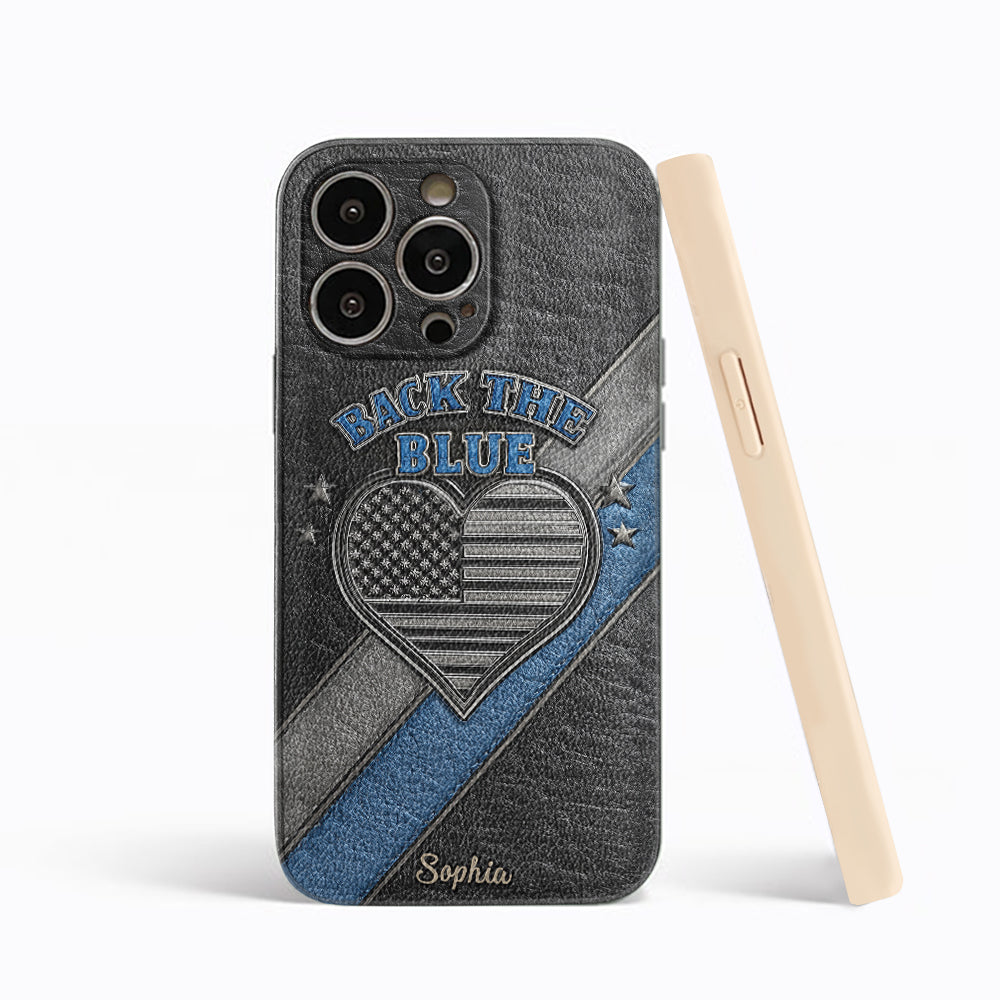 Back the Blue - Personalized Police Officer Leather Phone Case