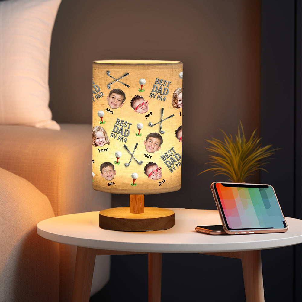 Best Dad By Par - Personalized Golf Table Lamp with Wood Base
