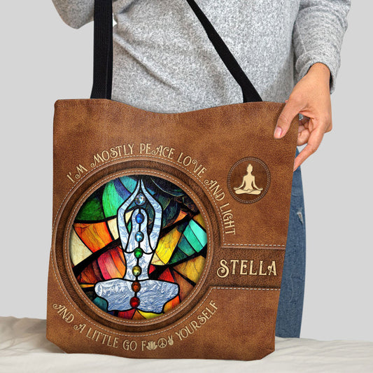 I'm Mostly Peace - Personalized Yoga Tote Bag