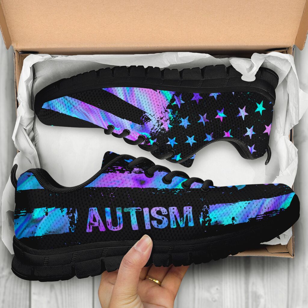 Autism American Flag Autism Awareness Sneakers 0622