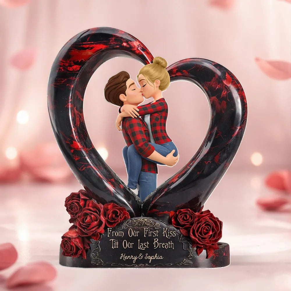 Shaped Acrylic Block Plaque Personalized for Couples, Dark Romantic Heart Rose Design, Sweet Love Keepsake, Unique Valentine's Day Gift