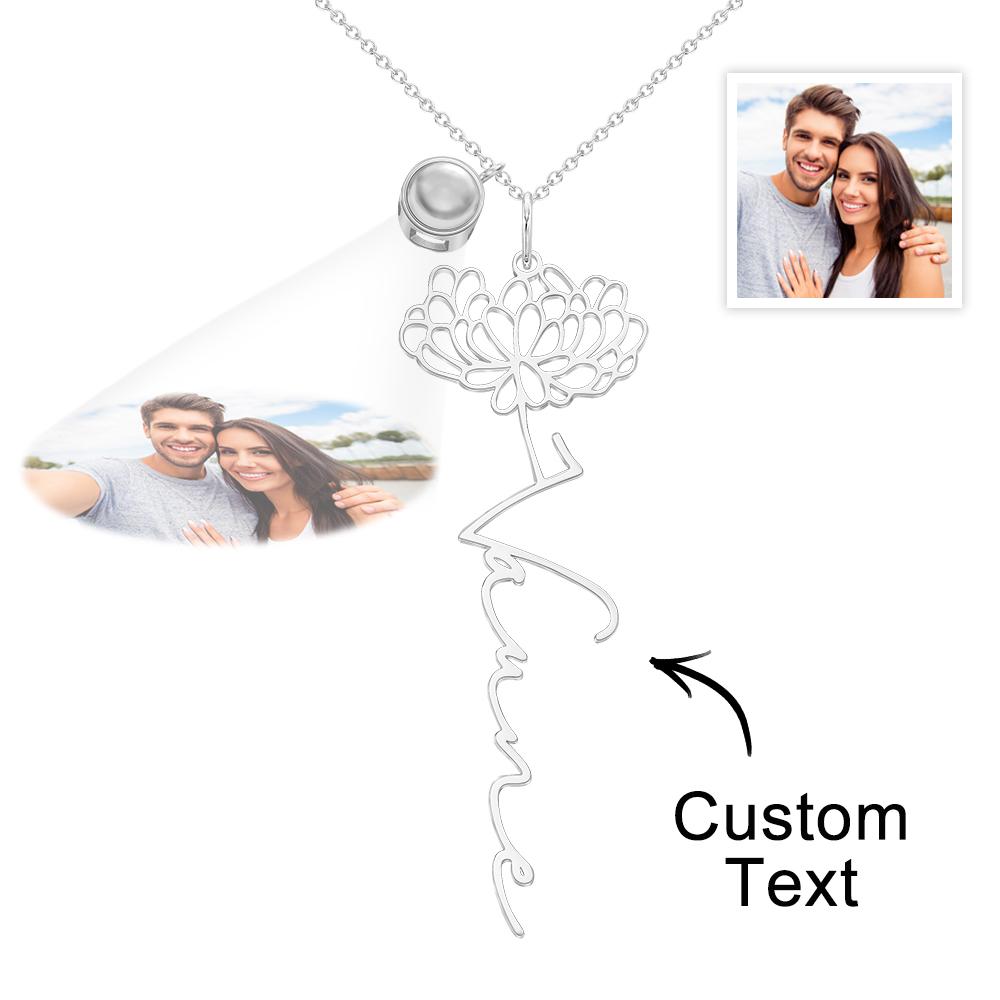 Birth Flower Photo Projection Charm - gift for anyone, who lost a loved one - Personalized Birth Flower Photo Projection Charm