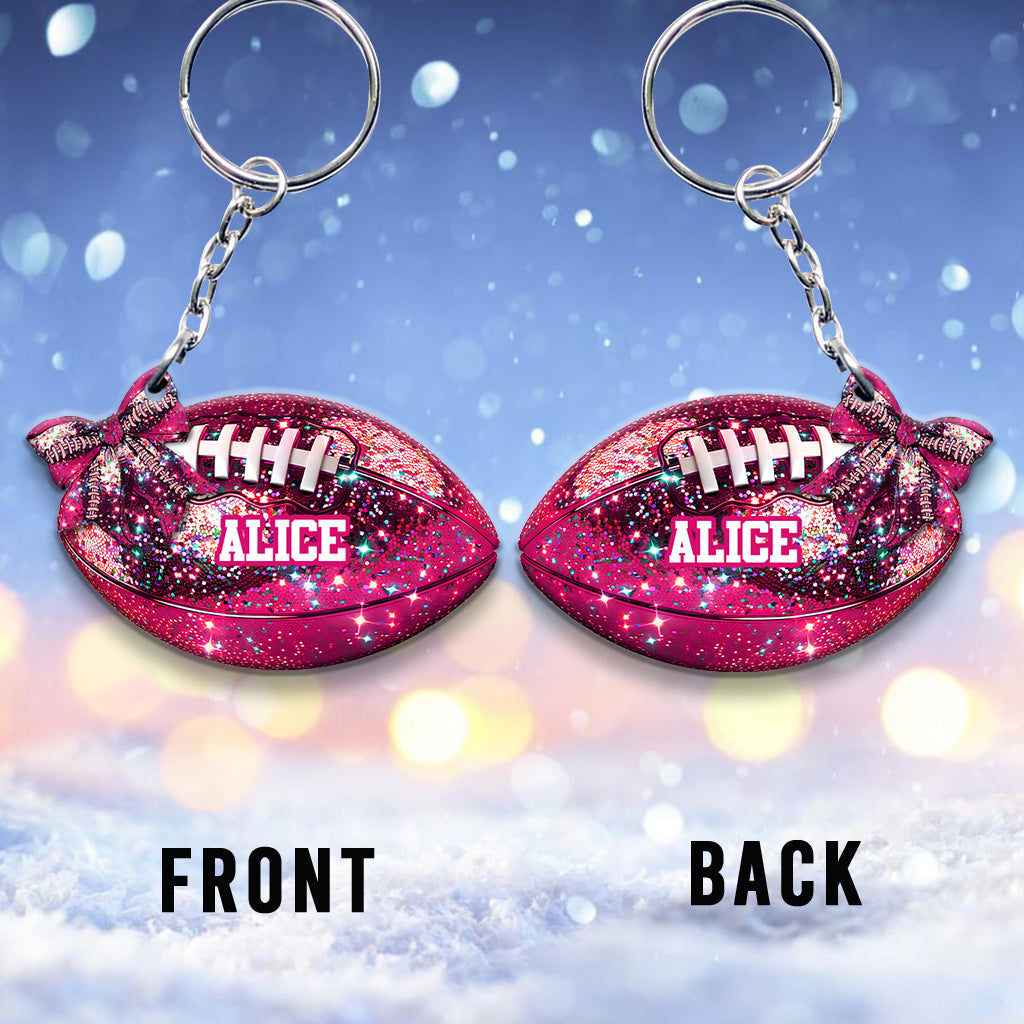 In Octorber We Watch - Personalized Football Keychain