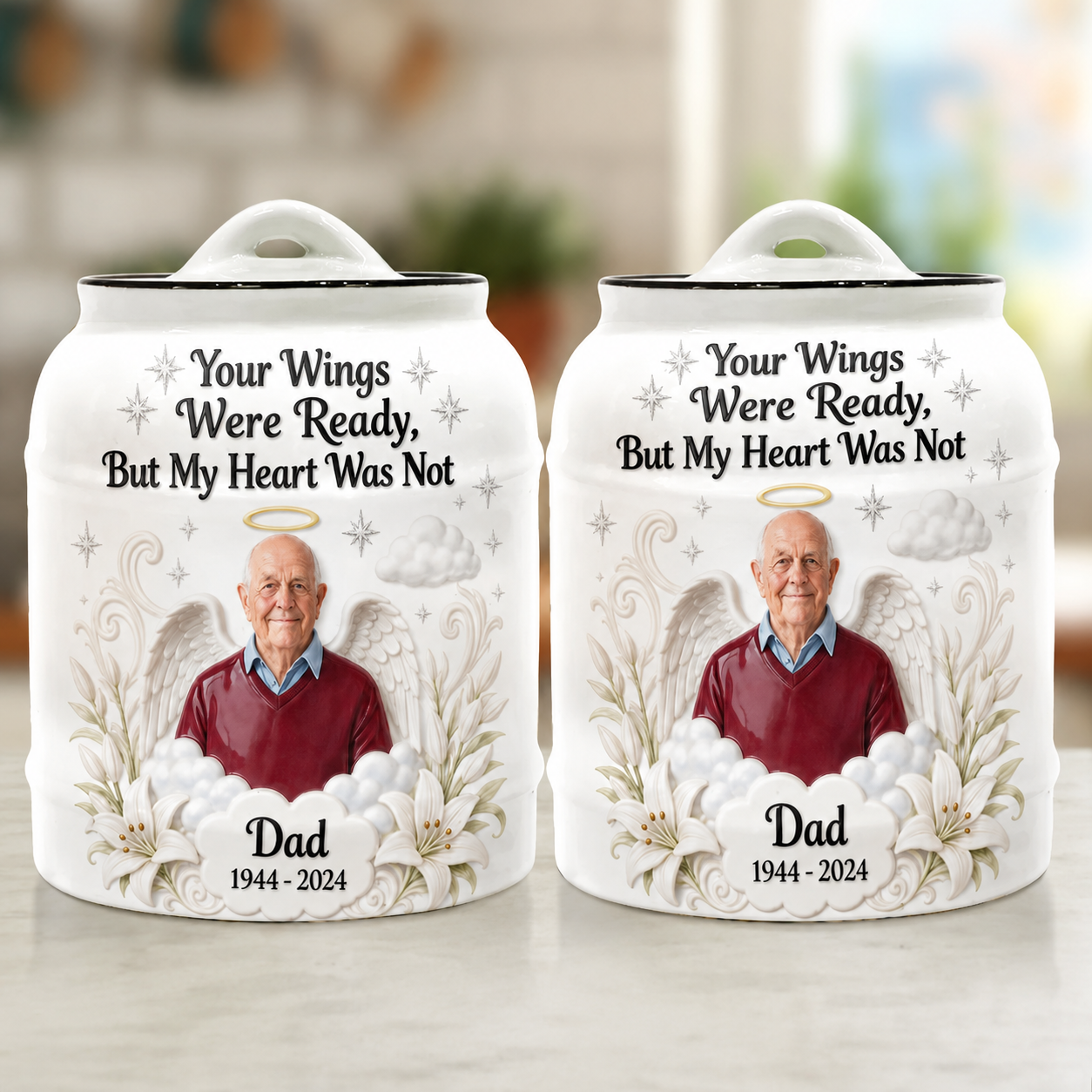 Custom Made Ceramic Urn From Any Photo - Personalized Memorial Urn