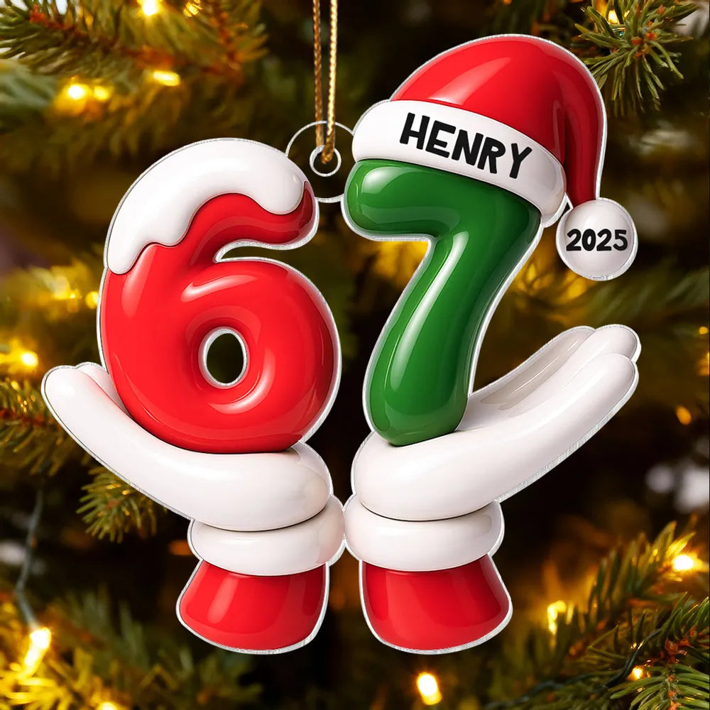 Personalized 67 Christmas Ornament with Name and Year – Fun Personalized Gift for Kids and Families