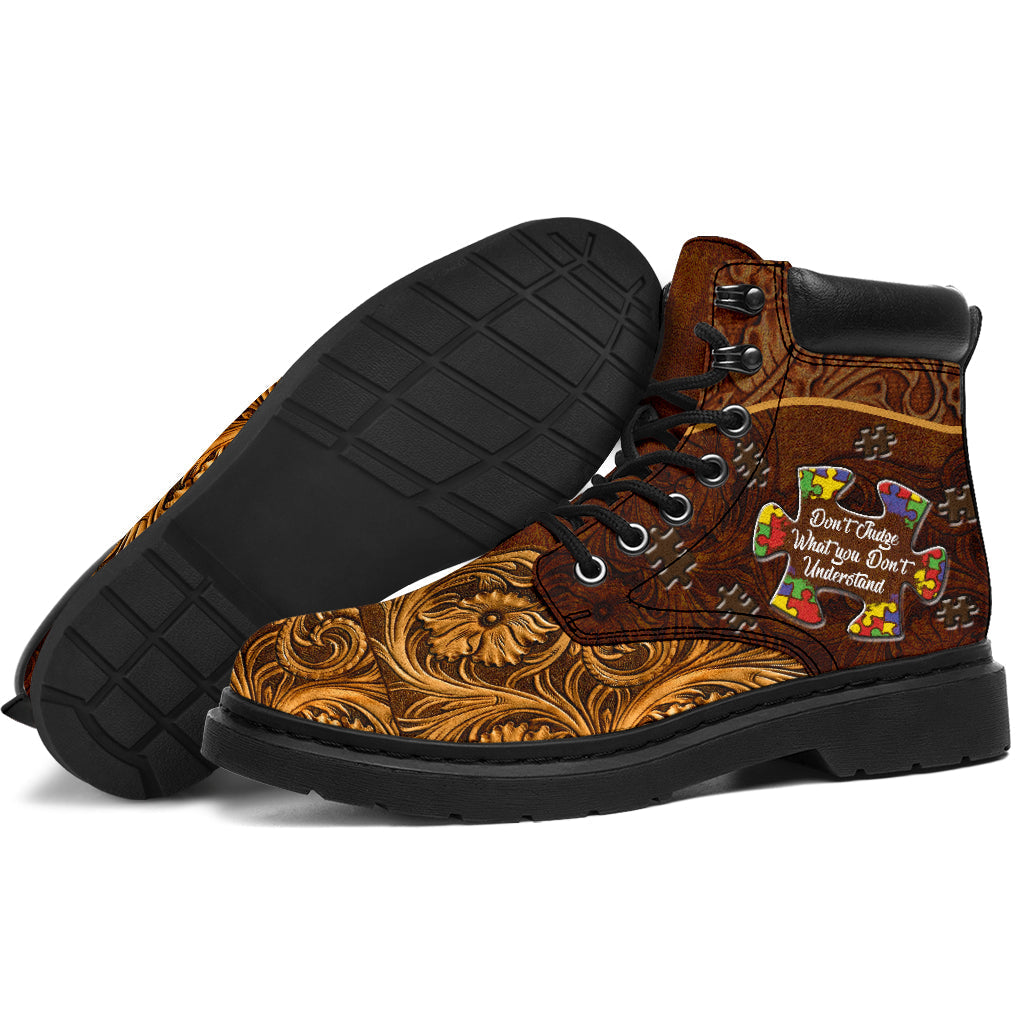 Don't Judge What You Don't Understand Autism Awareness All Season Boots 0622