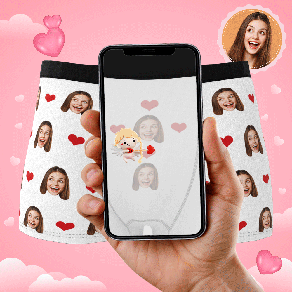 Custom Wife Or Girlfriend Face Boxers AR View - Personalized Couple Men's boxer briefs