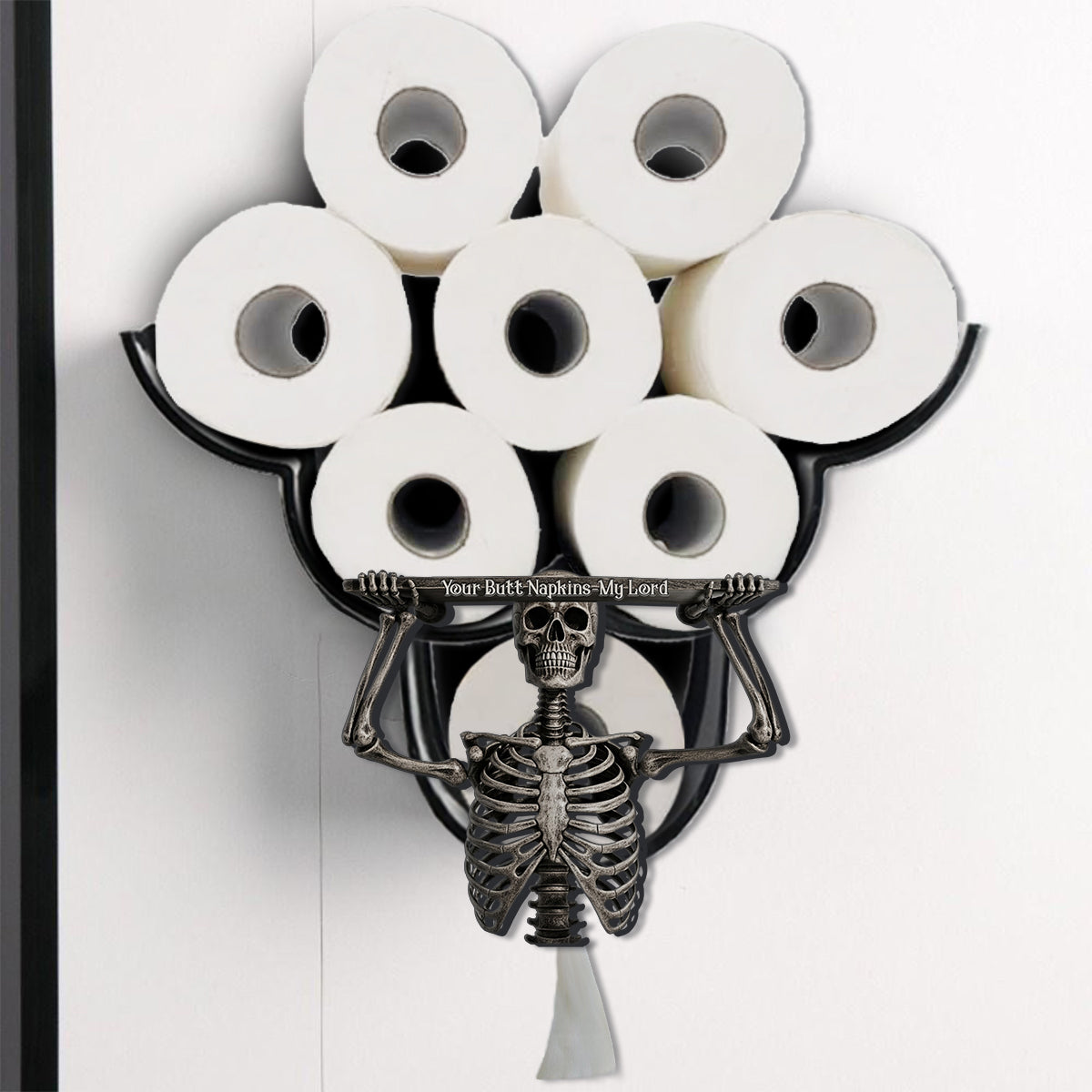 Funny Bathroom Decor - Your But* Napkins My Lord - Personalized Skull Toilet Paper Holder Rack
