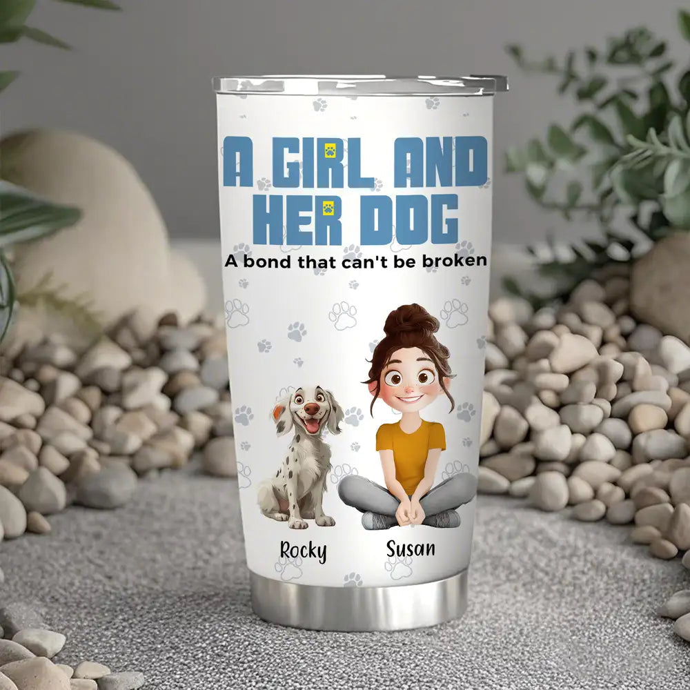 A Girl and Her Dog – Custom Insulated Travel Tumbler, Gift for Dog Lovers
