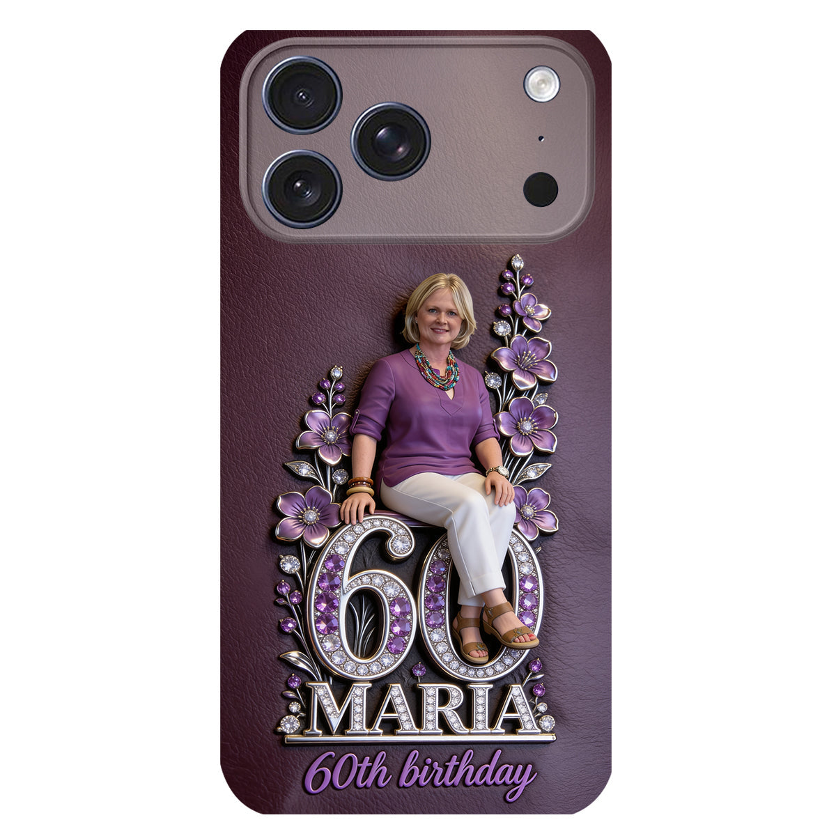 Custom Any Photo Perfect Gift For Mom, Grandma - Personalized Birthday 3D Embossed Leather Phone Case