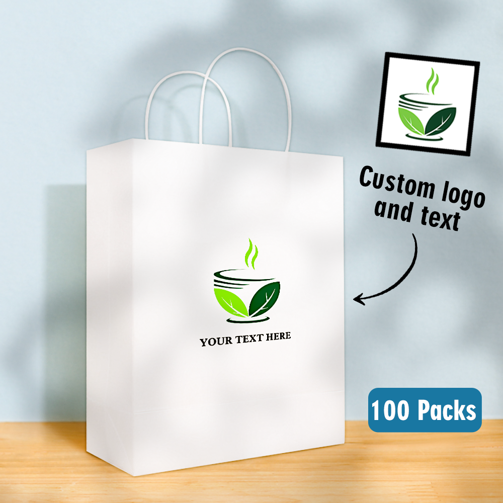Custom Logo And Text Kraft Paper Gift 100PCS Printed Kraft Paper Bags - gift for anyone - Personalized Bag