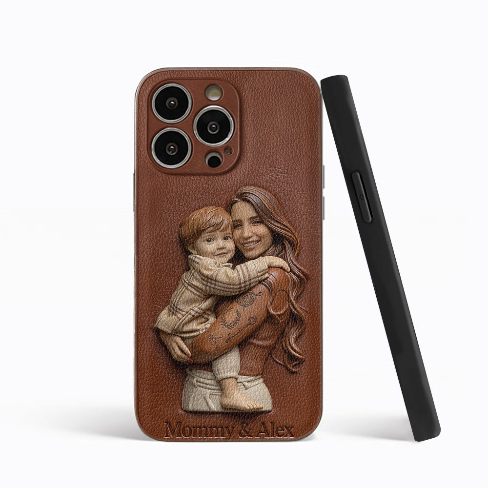 Custom Any Photo Gift For Mom, Grandma - Personalized Mother Leather Phone Case