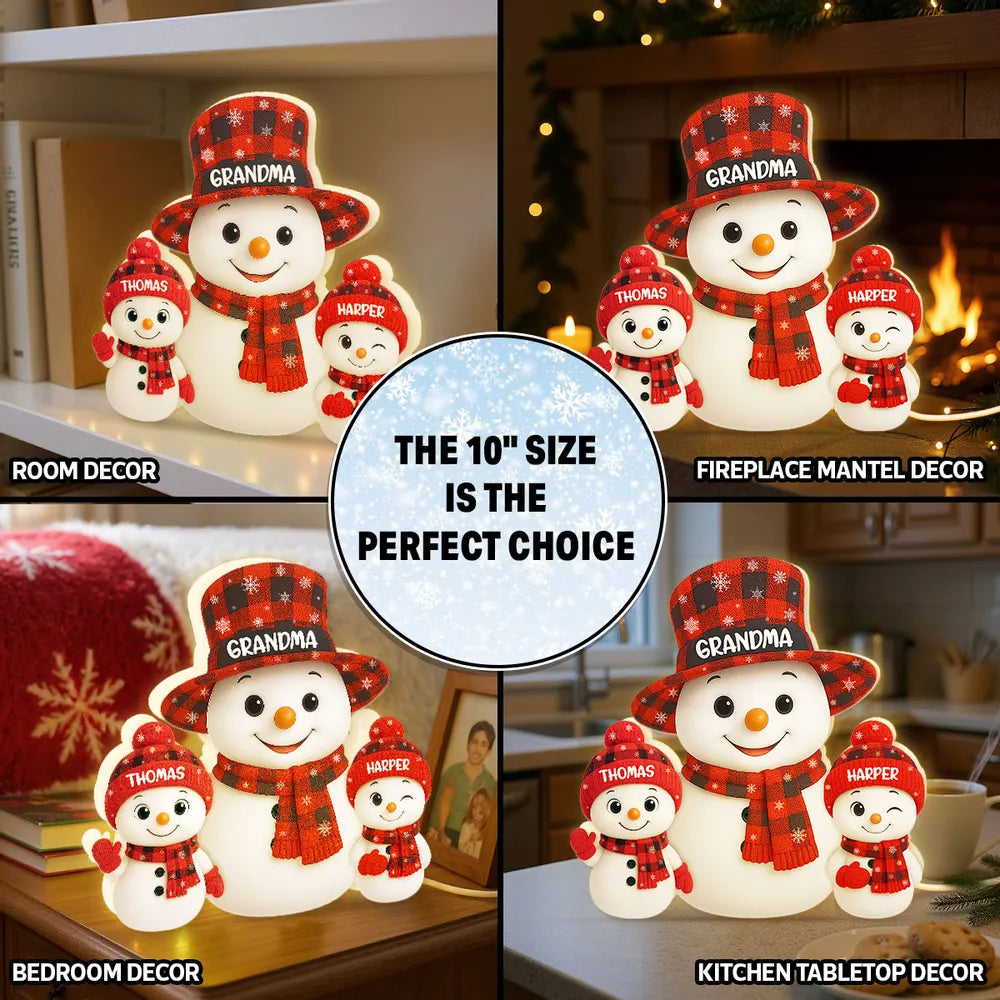 Acrylic Light Box Snowman Family, soft glowing festive décor for cozy nights, heartwarming display and thoughtful holiday gift