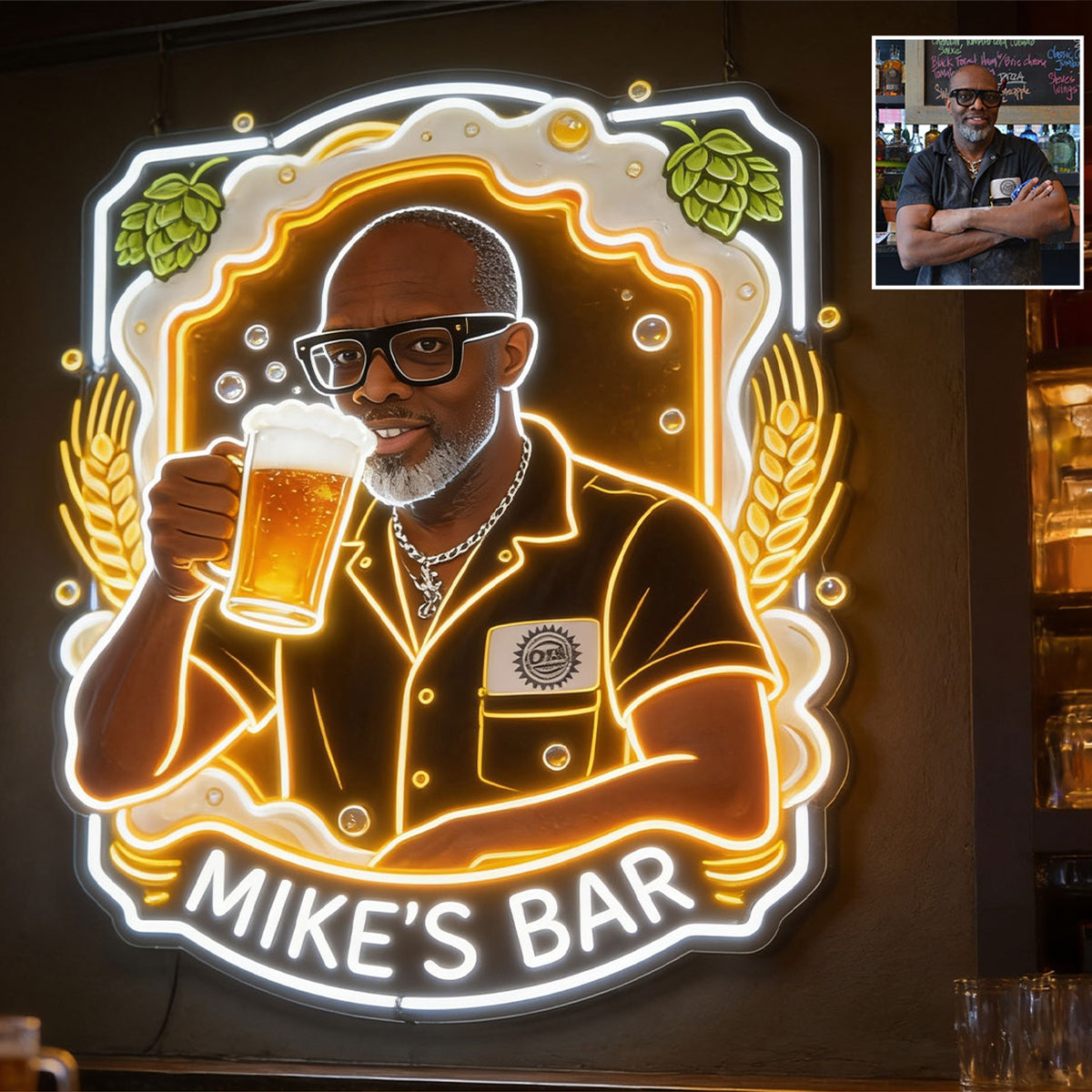 Cheers & Beers, Bar Decoration - Personalized Beer Neon LED Light Sign