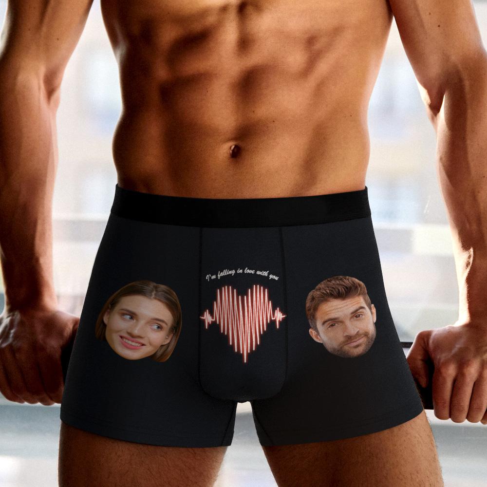 Custom Photo Boxer Electrocardiogram AR View - Personalized Couple Men's boxer briefs